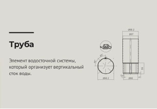 чертеж Труба водосточная d 90 мм длина 3000 мм ОЦИНКОВАННЫЙ OSNO