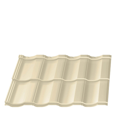 Металлочерепица Геркулес Элит RAL1015 Слоновая кость 0,45мм модуль 2 волны фото Центр Металлокровли