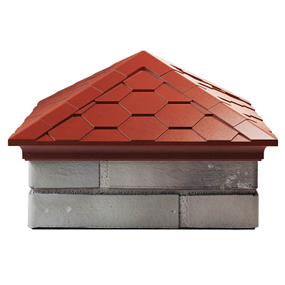 Колпак на столб забора EVEREST Красный 1,5х1,5 кирпича Черепица размер под посадку 390х390мм фото 1