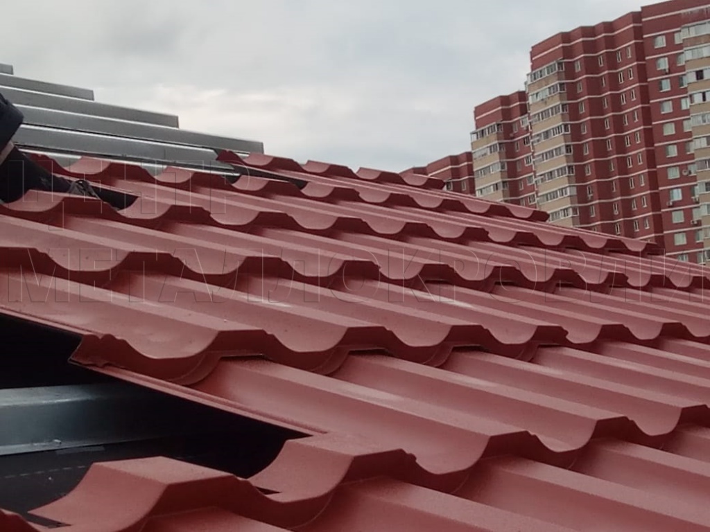 Металлочерепица Геркулес 8004 терракотовый Стальной Бархат от Центра Металлокровли в Костроме