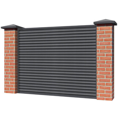 Забор жалюзи ЭКО-Z RAL 7024 МАТТЕ Серый Графит матовый односторонний на кирпичных столбах